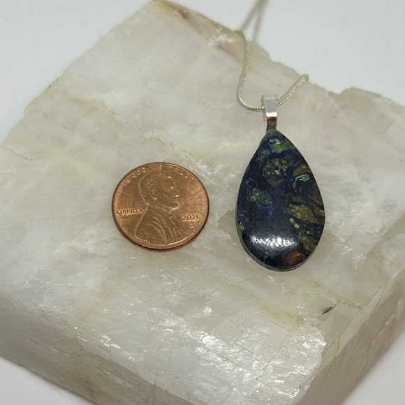 Azurite pendant with sterling silver chain - Picture 5 of 7